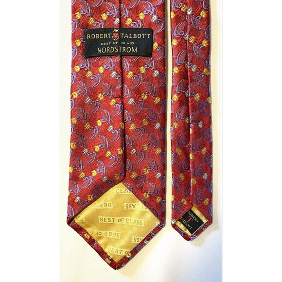 Robert Talbott Best Of Class Nordstrom Red/Blue/Yellow Flower Woven Silk Tie EUC - Picture 7 of 9